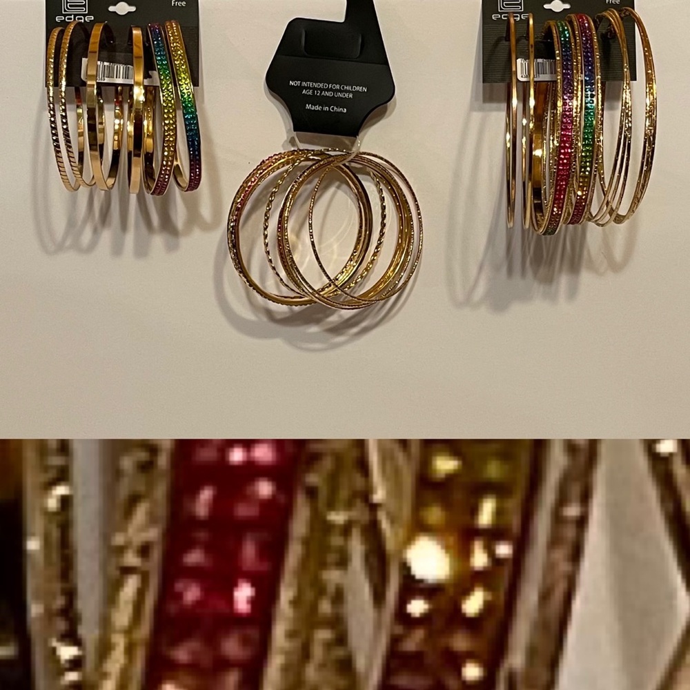 Six Pairs of Hoop Earrings and Ten Bangles